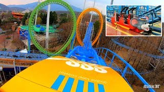 Double Loop Coaster \u0026 Crazy Mouse Coaster - Seoul Land Theme Park