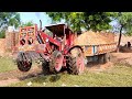 Tractor Stunt! Heavy Load Trolley Stuck Pulling Failed | Tractor Stuck In Mud