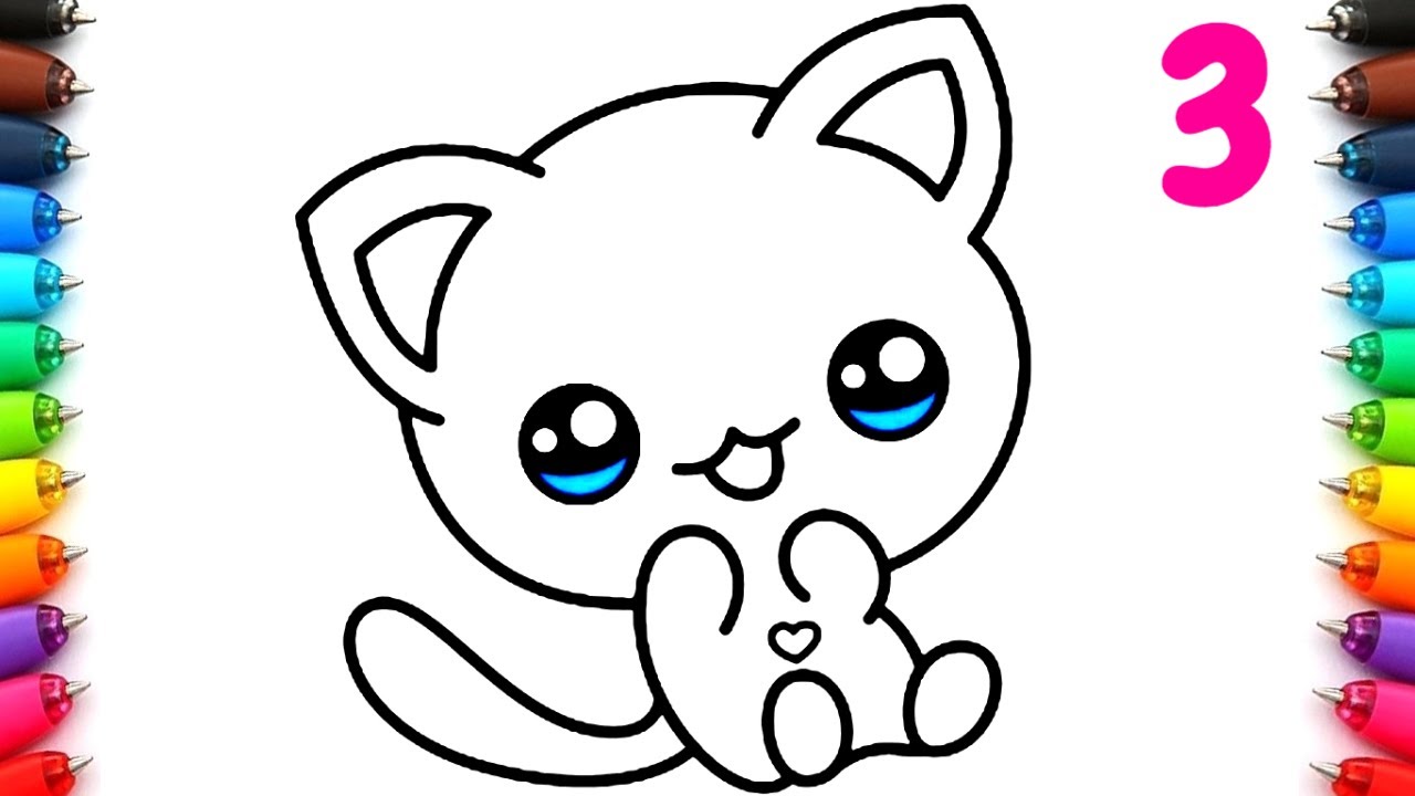 Dibujos Faciles De Gatitos | Como Dibujar Un Gato Kawaii | Colorear ...