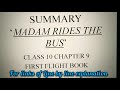 Summary of madam rides the bus in hindi class 10 english chapter 9 madam rides the bus first flight