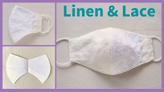 White Linen fabric with Lace | No sew or cut the edge | Easy  DIY face mask