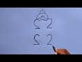 How To Draw Lord  Ganesh With 2222 | How To Turn 2222 Into God Ganpati Drawing Step By Step