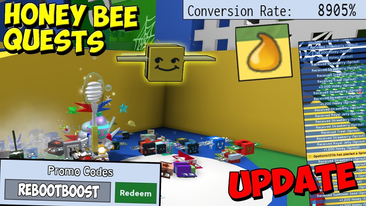 *NEW* HONEY BEE QUESTS & CODE!!! UPDATE!- 🐝Bee Swarm Simulator - YouTube