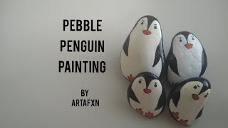 Penguin stone art | How to paint cute and adorable penguins on stones| acrylic painting on stone