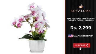 Royaloak | Three Pieces Butterfly Orchid Flower - Purple - 18 Inches