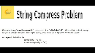 String Compress Problem | O(N) #codinginterviews #javaprogramming