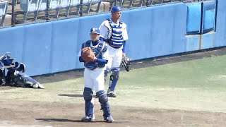 石橋康太捕手と赤田龍一郎ブルペン捕手【中日ドラゴンズ 2022年プロ野球 2軍ファーム戦ウエスタンリーグ ナゴヤ球場】