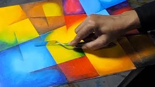 Abstract Painting Techniques with Acrylic | How to Paint with Masking Tape | Beginners Tutorial