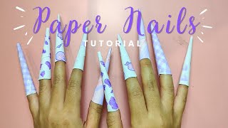 [paperdiy] Tutorial how to make paper nails kuromi purple theme 💅💅💜💜