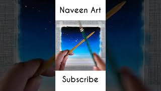 Moonlight scenery drawing | Nature Drawing |Oil Pastels Drawing | Naveen Art #shorts