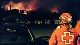 Intervención del ERIE ByST de Cruz Roja Uribe Aldea en el incendio de Berango en Bizkaia