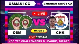 Osmani CC vs Chennai Kings CA T20 Live Cricket | KCC T20 Challengers B League English Commentary 202