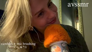 ASMR semi-inaudible whispering \u0026 mic brushing! (soft clicky whispers and rambles)