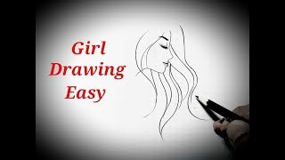 How to draw a girl easy(side face view)drawing girl face sketch easy step by step for beginners