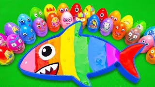 Rainbow Eggs SLIME 🌈 Looking Pinkfong, Cocomelon in Dinosaur Eggs, Baby Shark Colorful! ASMR