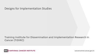 TIDIRC: Study Designs in Implementation Science