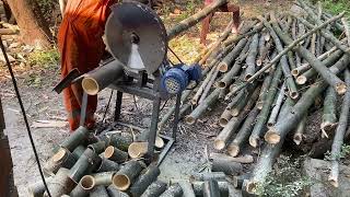 Proses menggunakan Mesin Potong Bambu