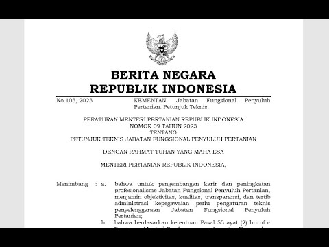 TENTANG PERMENTAN NO 9 TAHUN 2023 JUKNIS PENYULUH PERTANIAN - YouTube