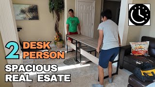 Tribesigns Two Person Desk with Bookshelf | Timelapse Assembly