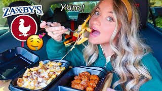 Zaxby's MUKBANG! New Chicken Bacon Ranch Loaded Fries + BONELESS WINGS