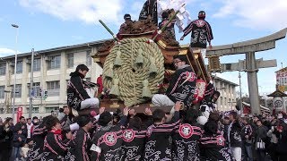 平成31年杭全神社注連縄上げ　泥堂町出発～宮前パフォーマンス