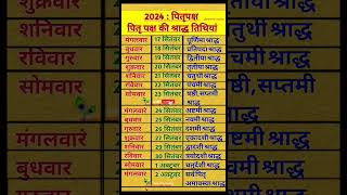 पितृ पक्ष 2024 श्राद्ध पक्ष कब है 2024 श्राद्ध कब से है Pitru Paksh 2024 Dates #shorts #shradh #yt