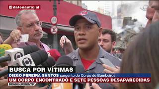 Bombeiros encontram corpo em escombros de prédio em SP