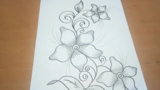  Gambar  Sketsa Bunga Motif Batik Flora Hitam  Putih  