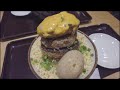 牛かつ ぎゅう太で肉祭りハンバーグ丼。背徳感max盛はハンバーグ3つでインパクト抜群！