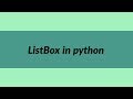 ListBox in Python | Meet Python | Learn Python
