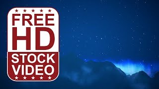 Free Stock Videos – night sky scene with mountains fog and aurora effect 3D animation