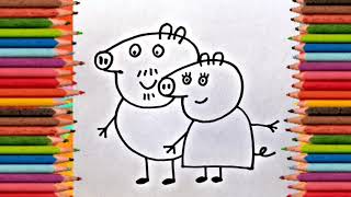 How to draw peppa pig Mom and Dad | Drawing for kids