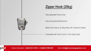 Zipper Hook | Perlon \u0026 Cable Adjustable Hooks | Art Gallery Picture Hanging Systems