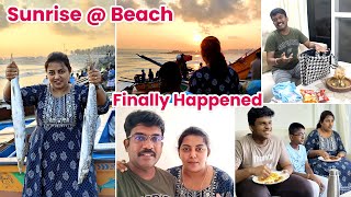 Sunday Vlog - 6 மாத ஆசை நிறைவேறிடுச்சி 😃😃 சண்டே விருந்து 🐟🐟 Karthikha Channel Beach Vlog