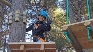 Liam and his friend Deven having fun at Tree Top Adventure majura Canberra.