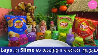 Ep120 | Lays அ Slime ல கலந்தா என்ன ஆகும் | அழகான குடும்பம் || Barbie Story In Tamil |Barbie Show