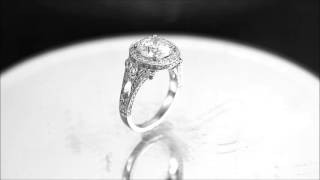 EGL USA H-VS2 18k White Gold Round Diamond Engagement Ring Antique Deco 2.70ctw - ASW - 1003N