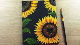 Sunflower Painting by Acrylic Colour, Acrylic Painting on Canvas, Painting for Beginners