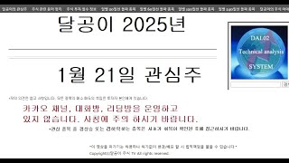 달공이 2025년 1월 21일 주식 관심 종목 두산퓨얼셀,엠씨넥스,선익시스템