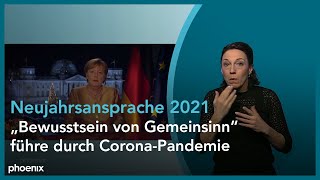 In Gebärde: Neujahrsansprache 2021 von Bundeskanzlerin Angela Merkel