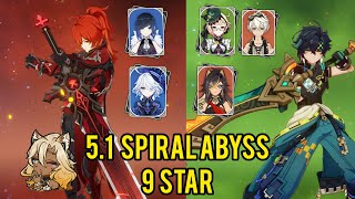 NEW Spiral Abyss 5.1! C0 Kinich Burning & C2 Diluc WetRock | Floor 12 9 Stars | Genshin Impact