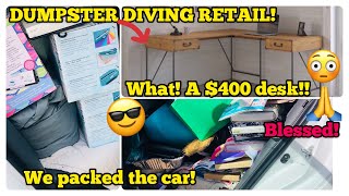 EPIC DUMPSTER DIVE! STAPLES /JOHANNES \u0026 MORE! FOUND A $400 DESK AND PACKED THE CAR!