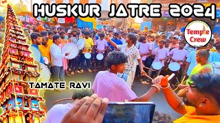 Huskur Jatre 2024 | Chariot Pulling | Theru | Ravi Tamate | Tamate Beats #huskur @Templecrewww