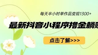 1-最新抖音小程序撸金躺赚项目，收益实测