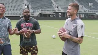 NFL meets MLS as Mark Ingram takes on Mateusz Klich in some MLS All Star skills challenges 🏈🤝⚽