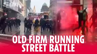 Rangers \u0026 Celtic ultras running battle down busy Christmas shopping street