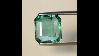 Emerald Octagon 7.68 cts. Blueish Green-CERTIFIED Natural Emerald High transparent