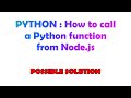PYTHON : How to call a Python function from Node.js