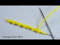 Portuguese stem stitch, Basic hand embroidery tutorial Portuguese knotted stem stitch