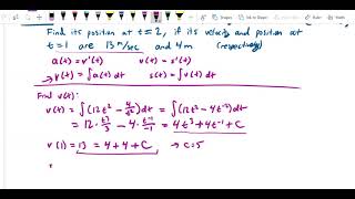 Antiderivatives Initial value problem using rectilinear motion